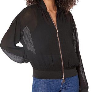 Women's Armani Exchange Sheer Bomber Jacket - Black - Size M
